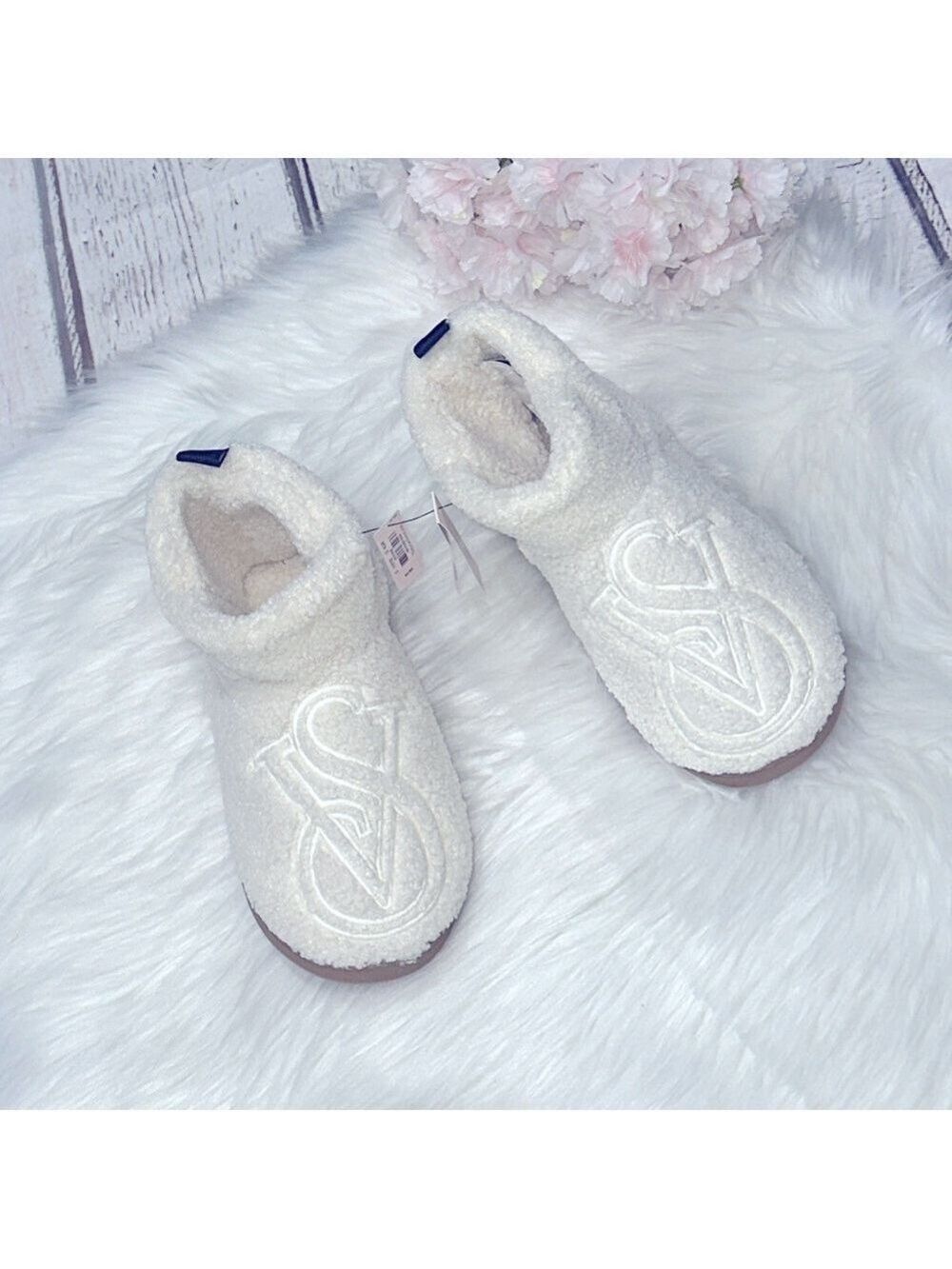 Victorias Secret Plush Fleece Sherpa  Booties Cream Buzz Womens Size Medium 7/8